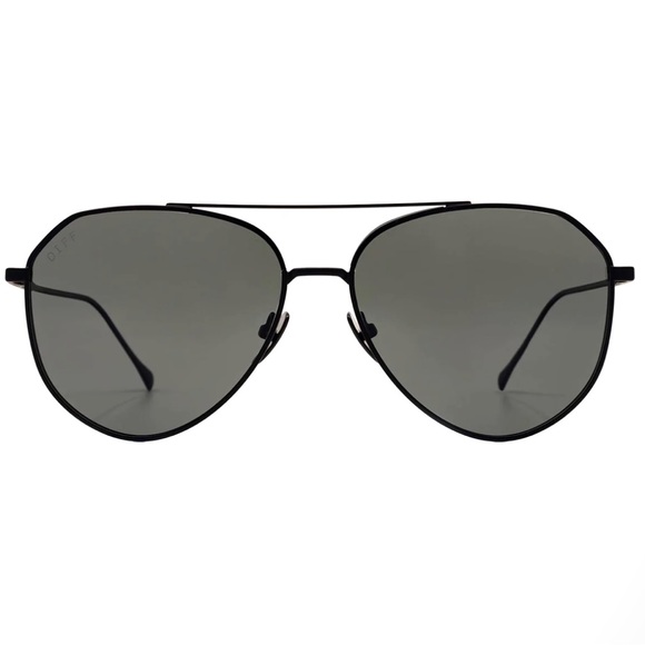DIFF Dash Sunglasses Aviators Black Frame Grey Lenses Unisex - Picture 2 of 15